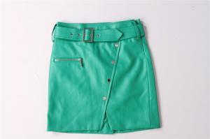 Quality Green PU Leather Mini Women's Skirts Clothing 100% Polyester wholesale