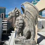 Marble Dragon Sculpture Natural Stone Gargoyle Statues Handcarved Antique