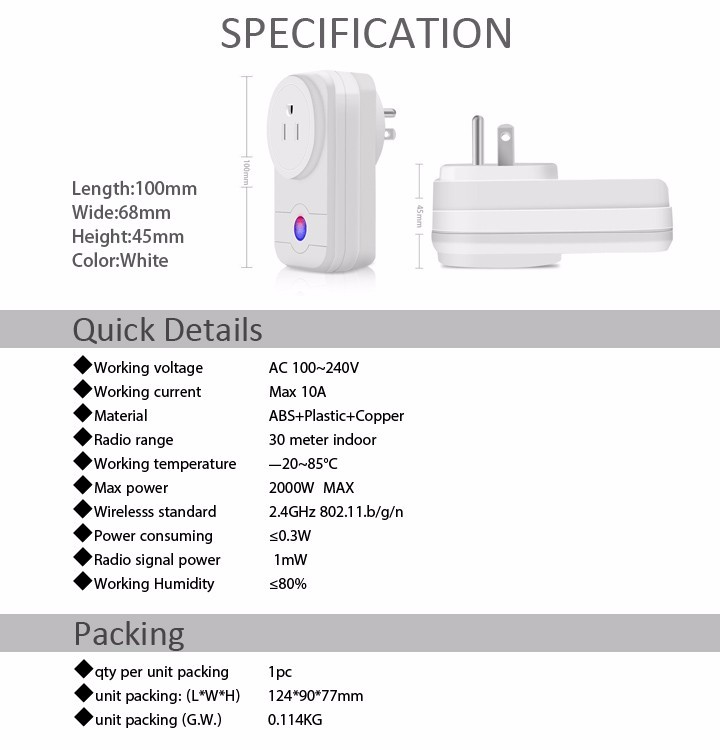 App Remote Control Wifi Smart Plug / Socket Work With Amazon Alexa Echo And Google Home
