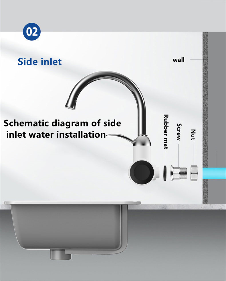 Leakage Protection 3kw Heater Electric Hot Water Tap 170mm Width For Kitchen