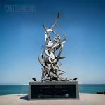 Outdoor Park Square Large Abstract Geometric Stainless Steel Sculpture
