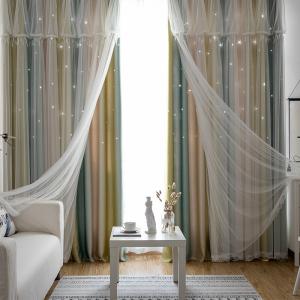 Quality Living Room Printing Voile Sheer Eyelet Curtain Fabric 54*84inch wholesale