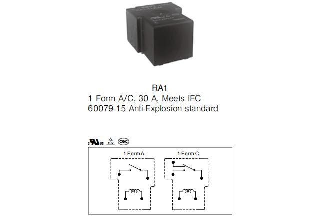 12V DC 20 Amp 5 Pin Relay SPDT Withstanding Power 1W PCB Mount