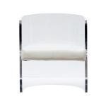CE White Acrylic Frame Leather Cushion Chair Defaico Furniture