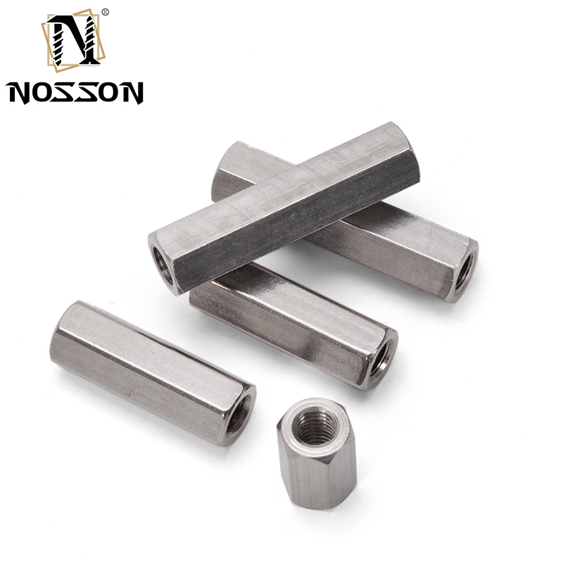 Mining Stainless Steel 201/304/316 Hexagon Threaded Connecting M4 M5 M6 M16 Long Hex Coupling Nuts DIN6334 3/8"-16 x 1-1/8