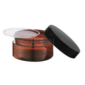 Quality Amber Plastic Cream Jar Packaging With Black Screw Lid 100ml wholesale