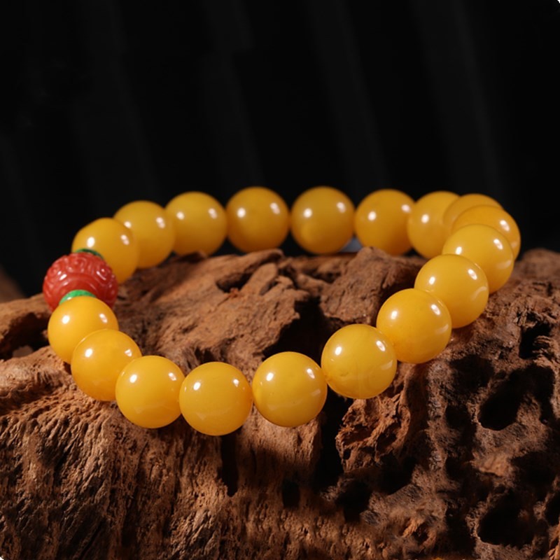Wholesale Natural Crystal Bracelet Honey Amber Raw Stone Bracelet Energy Stone Meditation Bracelet For Jewelry Gift Simple Luxury Beeswax Beads Amber