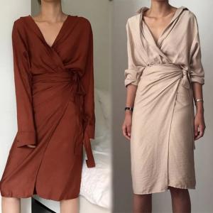 Quality 2018 Ladies Fall Linen Dress Loose Women Long Sleeve Autumn wholesale