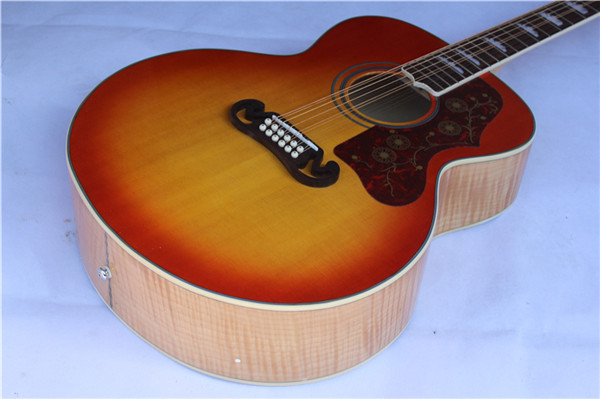 Chibson J200s 12 string acoustic guitars,solid spruce top, flamed maple back and side, free shipping