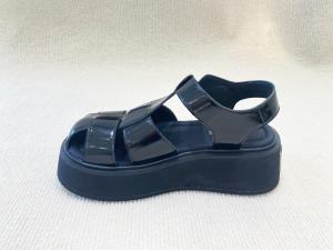 Quality Fashion Black Velvet Platform Sandals Bright Surface Summer wholesale