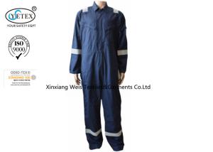Quality Navy Blue Fr Cotton Coveralls With Reflector Protective Clothing Nfpa 2112 wholesale