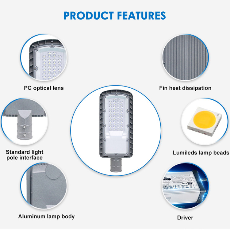 AC85-265V 3000K To 6500K High Brightness Led Street Light Durable And Stable Energy Saving