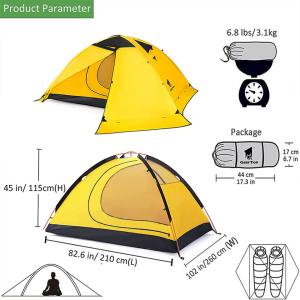 Quality 200 X 150mm 2 People Outdoor Camping Tent Double Layer 4 Season Mountaineering Tents wholesale
