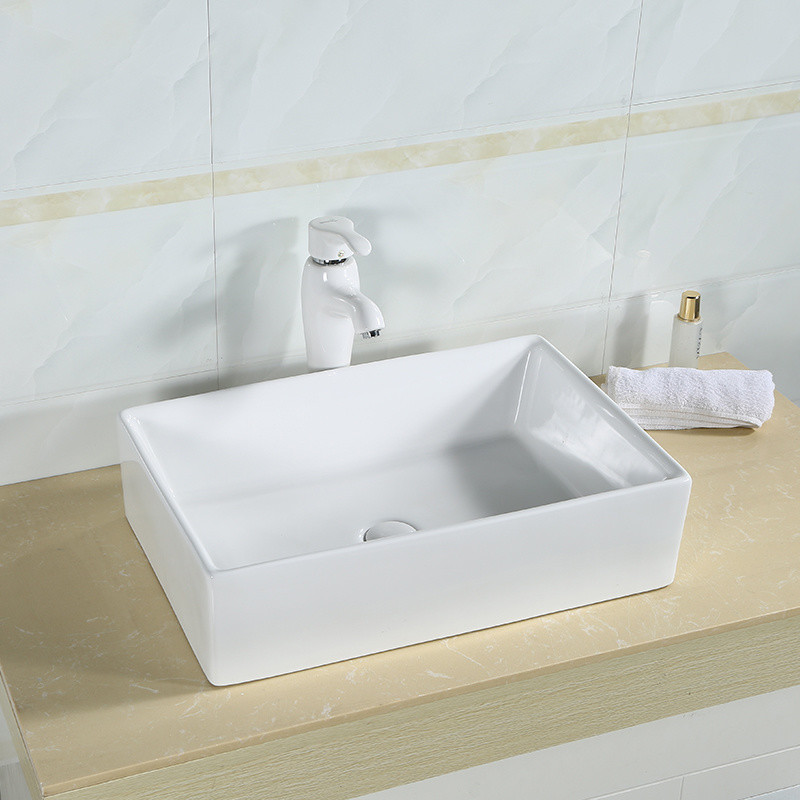 Smooth Counter Top Bathroom Sink Exquisite And Strong Ceramics Rectangular Wash Basin Design
