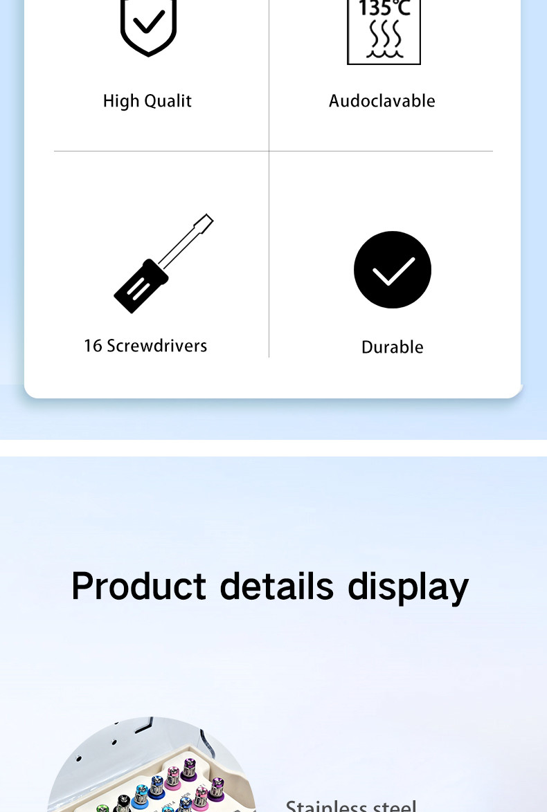 Autoclavable Dental Implant Tools Screwdriver Set Lightweight