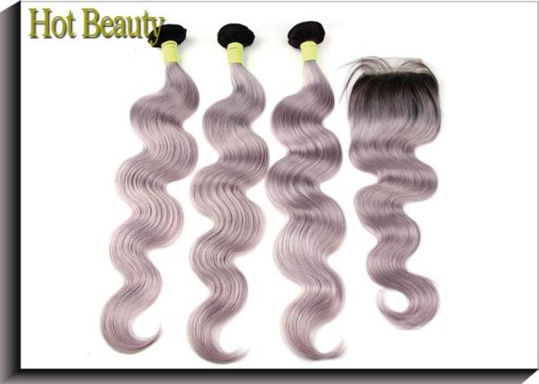 Body Wave Human Hair Lace Closure Grey Color 4 Inch By 4 Inch Lace Size Swiss