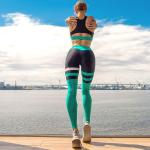 Indoor Sports Fitness Apparel Yoga set Leggings Striped Patchwork Exercise
