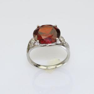 Quality 925 Silver with 12mm Round Cubic Zirconia Garnet Ring(R152) wholesale