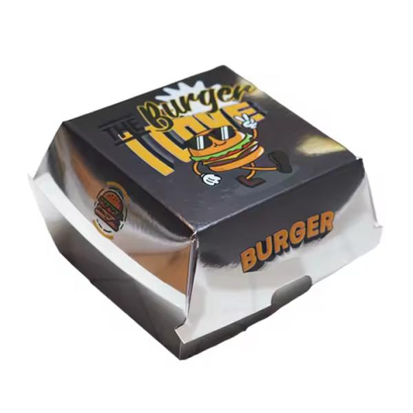 Food Industrial Custom Logo Burger Boxes in Eco-Friendly PVC Kraft Cardboard for