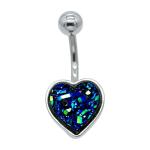 Hypoallergenic Belly Button Rings Rainbow Crystal Love Heart Dangle Navel