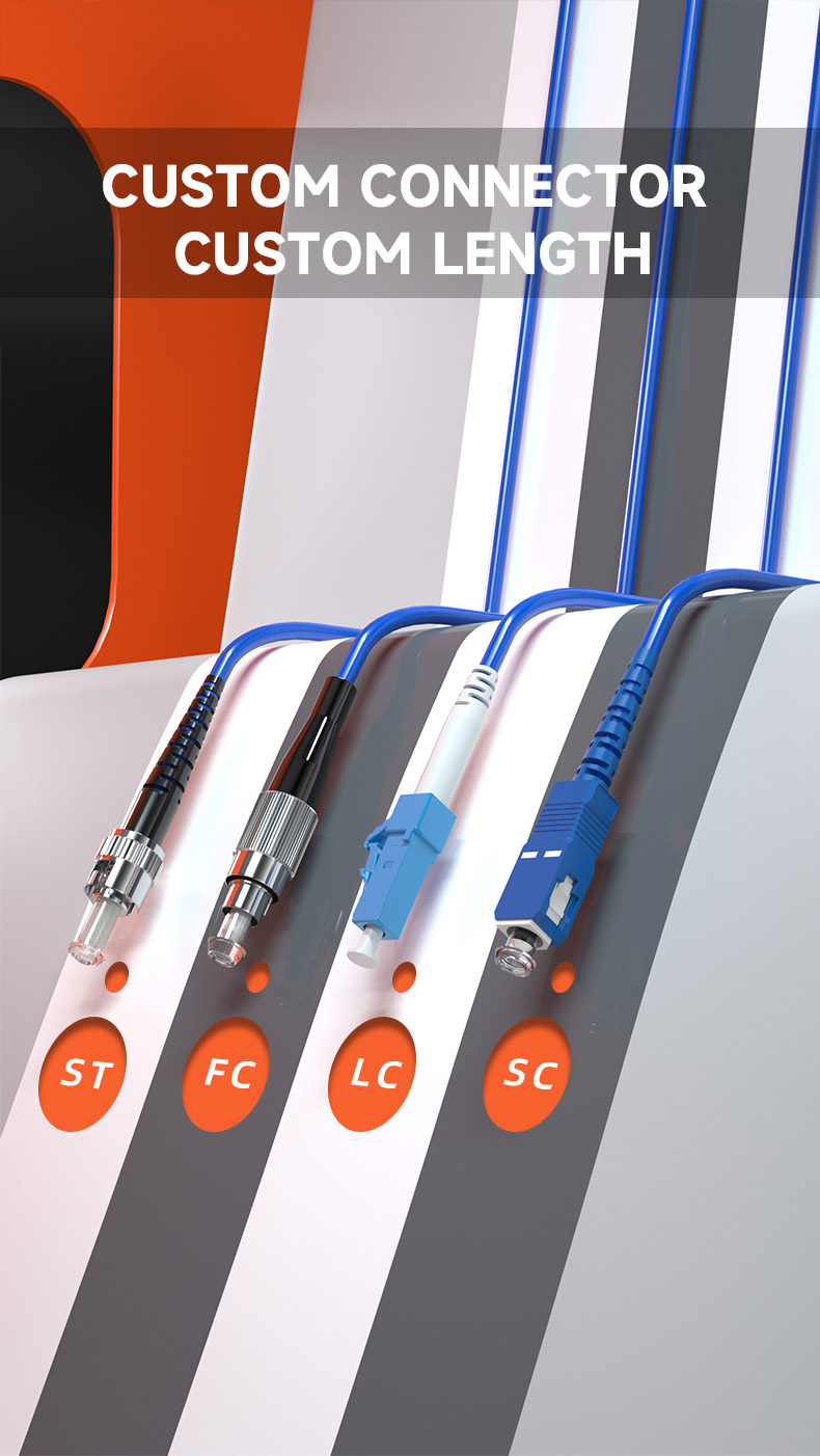 PVC Armored Fiber Optic Patch Cord LC/UPC-FC/UPC Connector Single Mode Simplex 3.0 1M-10M