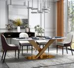 Stainless Steel Legs Marble Extending Dining Table