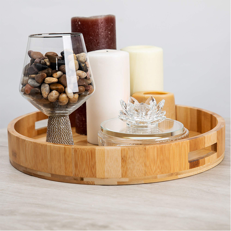 Customized Round Bamboo Circular Tray Serving For Kitchen Living Room Decoration
