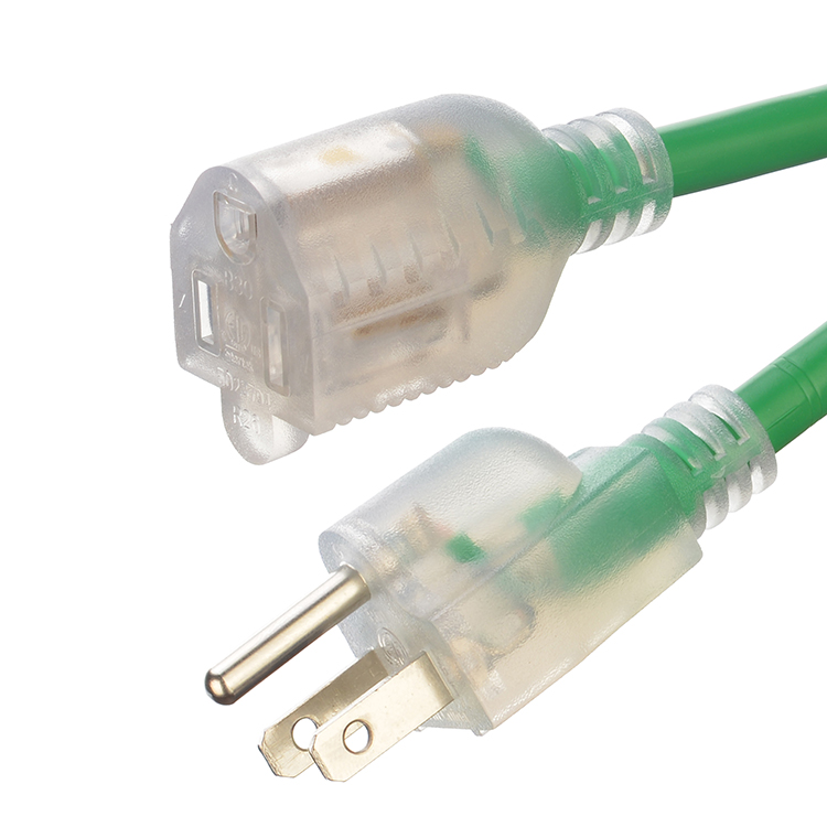 3X8/10/12/14/16AWG Rated Voltage 125V NEMA Female Light End ETL Certified American 3-Core Extension Cord Outdoor Copper Power Cable