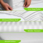500 Thread Count 100% Cotton Fitted Sheet Sateen Weave Damask Striped Bedroom