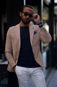 Quality Double Breasted Camel Mens Casual Business Jacket No Tie wholesale