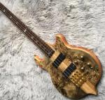 Custom 4 Strings Neck Through Body Alembic Style Electric Bass Guitar Tree Burl