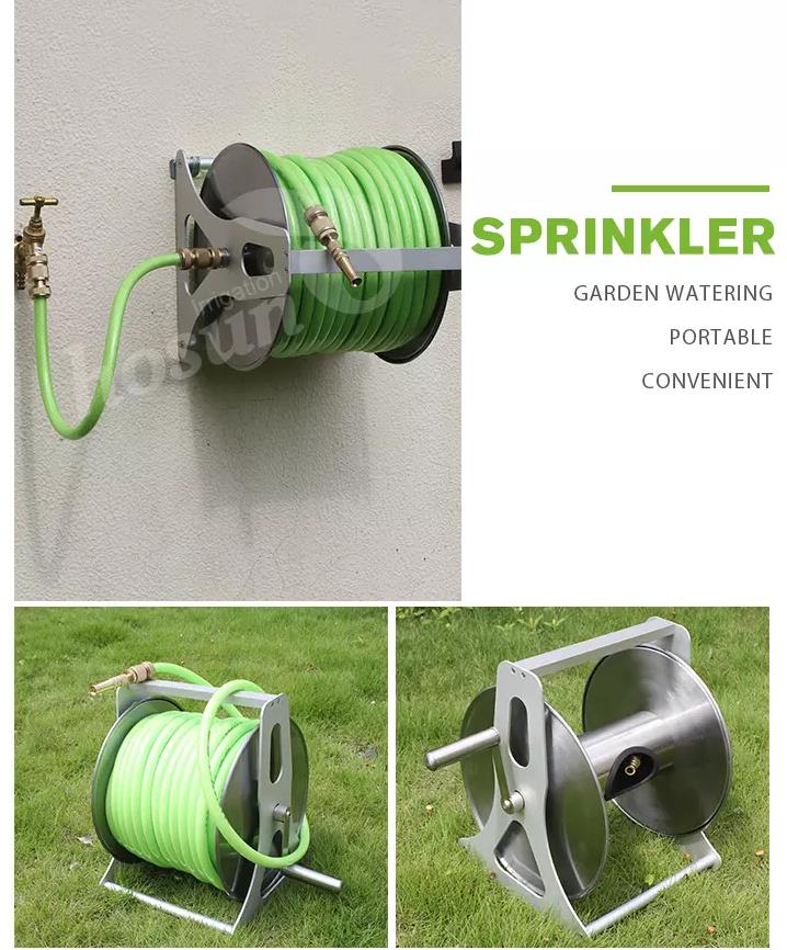 Metal Connector 5/8" Wall Mounted Water Hose Reel 50m watering hose reel for garden