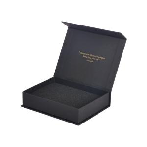 Quality Stamping Black Rigid Paper Box Packaging Gift With Magnetic Lids Closure wholesale