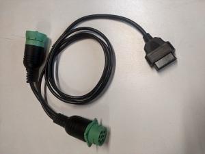 Quality Green Deutsch 9-Pin J1939 Male to OBD2 OBD-II Female and J1939 Female CAN Bus Y Cable wholesale