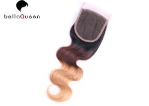 Quality Three Tones Body Wave Human Hair Lace Closure With 4x4 Lace wholesale