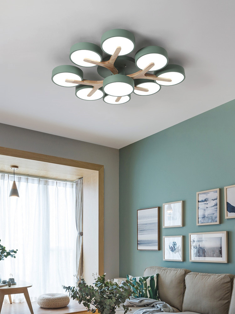 Modern Led Ceiling Lamps for Living Room Bedroom Kitchen Home Surface Mount Nordic Style Wooden Chandelier(WH-WA-22)