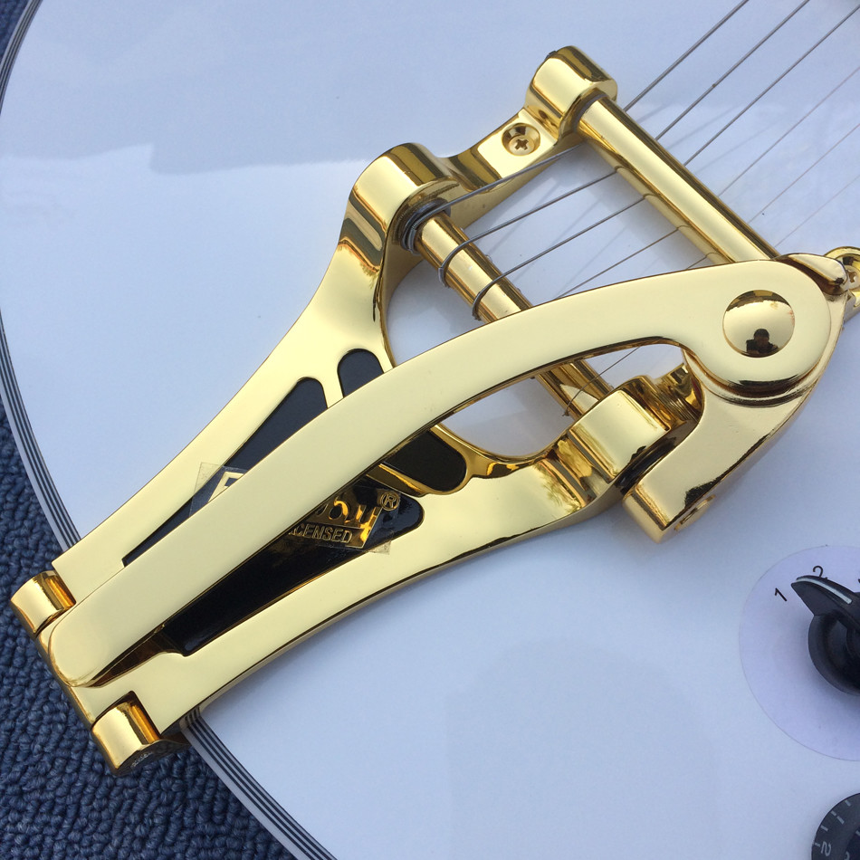 High quality hollow body jazz electric guitar,The White Guitar, the real abalone mother inlaid with the finger plate