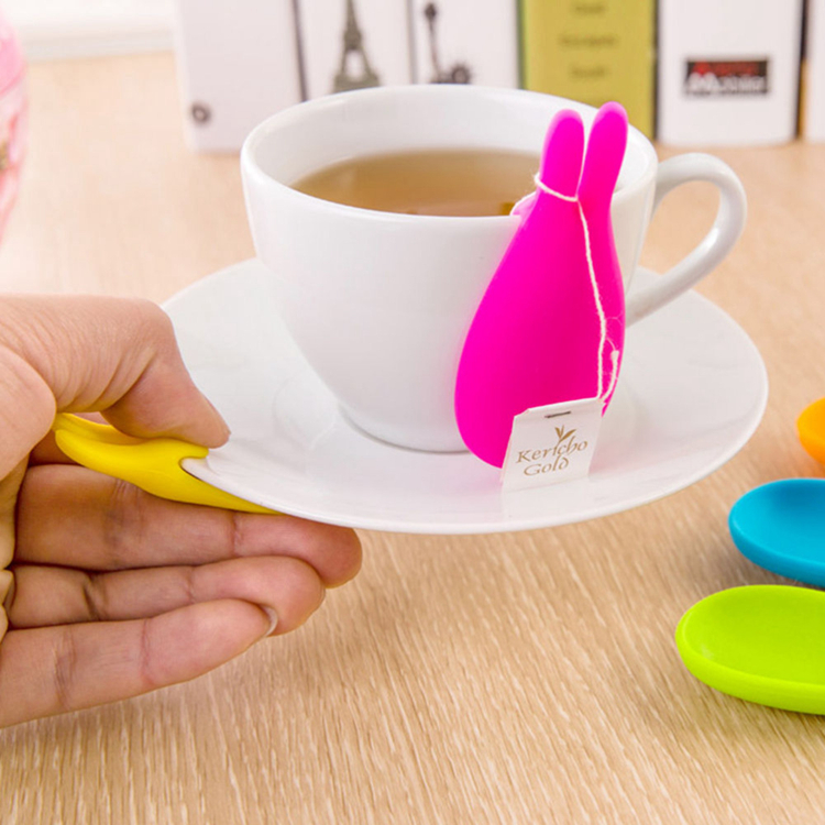 Holder Cute High Quality Silicone Cup Hanging Tool Gift Coffee Tea Spoon Holder Food Grade Silicone Rabbit Tea Bag