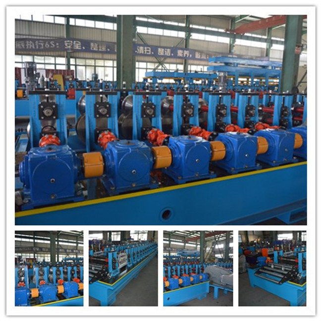 Blue Photovoltaic Supporter Slotted Metal Roll Forming Machine 380V / 50Hz / 3 Phase