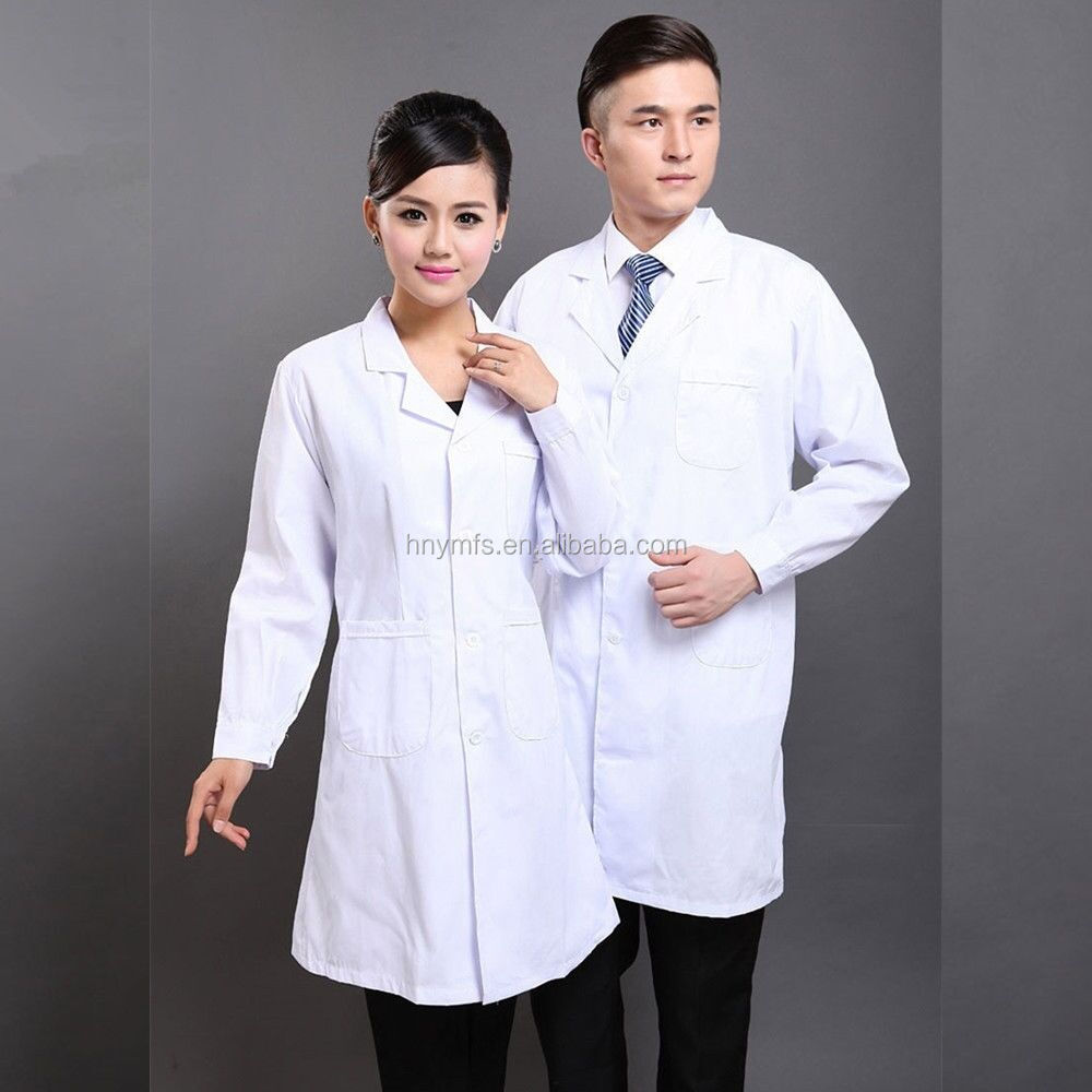 Unisex Medical Lab Coat White Full Length Lab Coat With Three Pockets