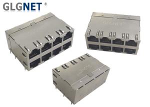 Quality Stacked 2X4 10G EMI Spring Magnetic RJ45 Jack wholesale