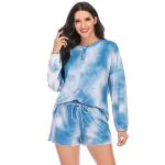 Fashion Tie Dye Pajamas Two Piece Set Sleepwear Long Sleeve And Shorts Ladies