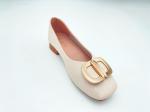 Women white comfort loafers with low-cut low heel with genuine leather