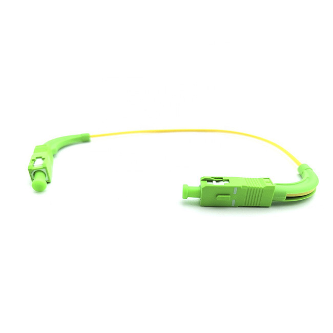 SC APC Fiber Optic Patch Cord 90 Degree Angled Boot G657A1 Simplex 0.3 Mtrs