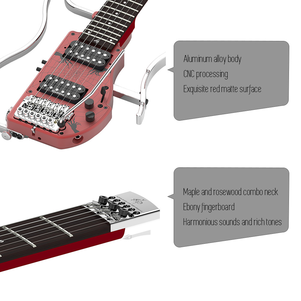 Unique Design Patented Grand Headless Electric Guitar Double Hummbucker Built-in Guitar Effect Ebony Fingerboard and bag