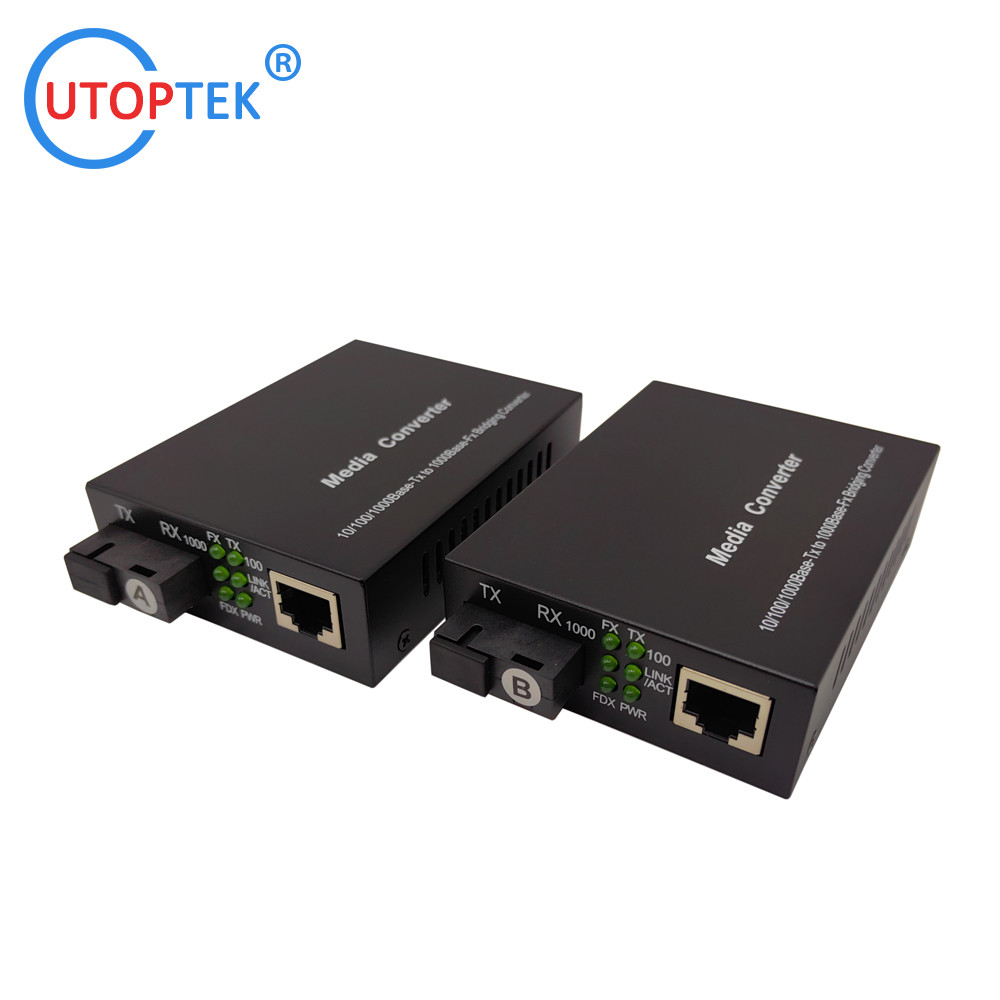 10/100/1000Mbps SM Bidi 20km 1310/1490nm Fast Ethernet Fiber media converter for CCTV Network using