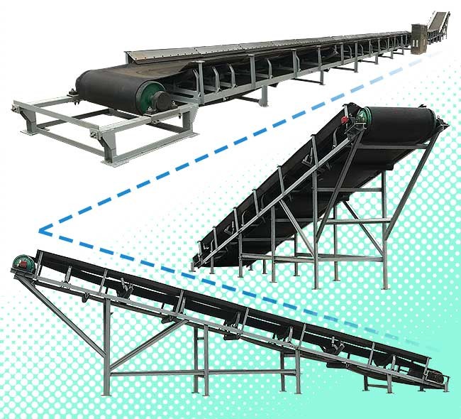 Chemicals Steep Reversible Inclined Belt Conveyor Non Deviation Lightweight Frame