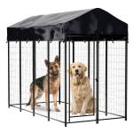 Removable Tray Heavy Duty Outdoor Dog Kennel Black Steel