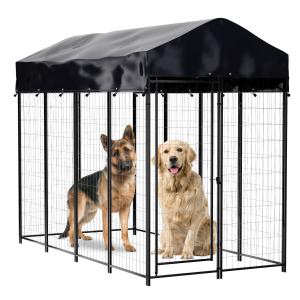 Removable Tray Heavy Duty Outdoor Dog Kennel Black Steel