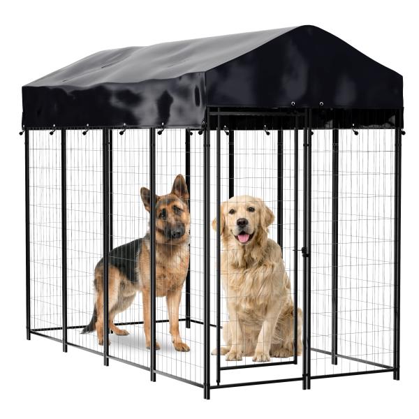 Cheap Removable Tray Heavy Duty Outdoor Dog Kennel Black Steel for sale